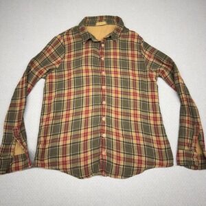 CP Shades Flannel‎ Shirt Womens Medium Yellow Brown Cotton Made in USA